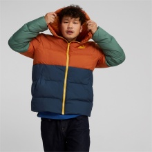 Puma Down Winter Jacket Power Hooded Down Puffer orange/blue/green Men